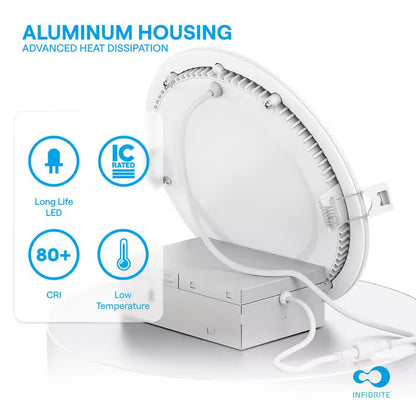 6-Pack 6 In. Wi-Fi Smart Ultra-Thin Recessed Integrated LED 12W 1100LM Dimmable, Works W/Alexa/Google, Wet Rated