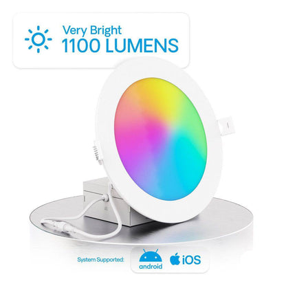 12-Pack 6 In. Wi-Fi Smart Ultra-Thin Recessed Integrated LED 12W 1100 Lumens Dimmable, Works W/Alexa/Google Wet Rated