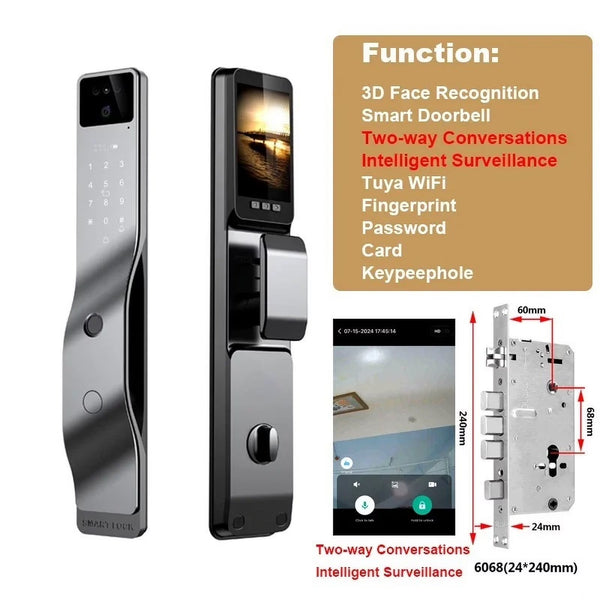 LilyStore 3D Face Recognition Wi-Fi Smart Door Lock with Camera