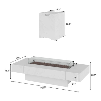 71-Inch Outdoor 60K BTU Fire Pit Table With Wind Guard (SAK41326)