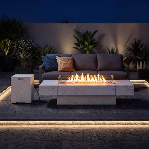 71-Inch Outdoor 60K BTU Fire Pit Table With Wind Guard (SAK41326)