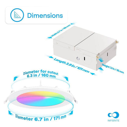 6-Pack 6 In. Wi-Fi Smart Ultra-Thin Recessed Integrated LED 12W 1100LM Dimmable, Works W/Alexa/Google, Wet Rated