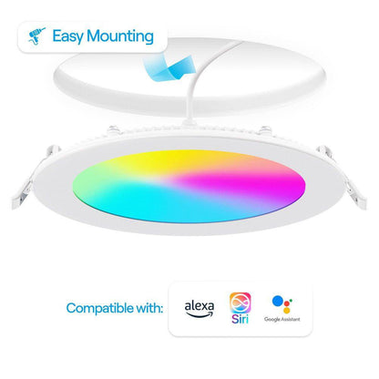 12-Pack 6 In. Wi-Fi Smart Ultra-Thin Recessed Integrated LED 12W 1100 Lumens Dimmable, Works W/Alexa/Google Wet Rated