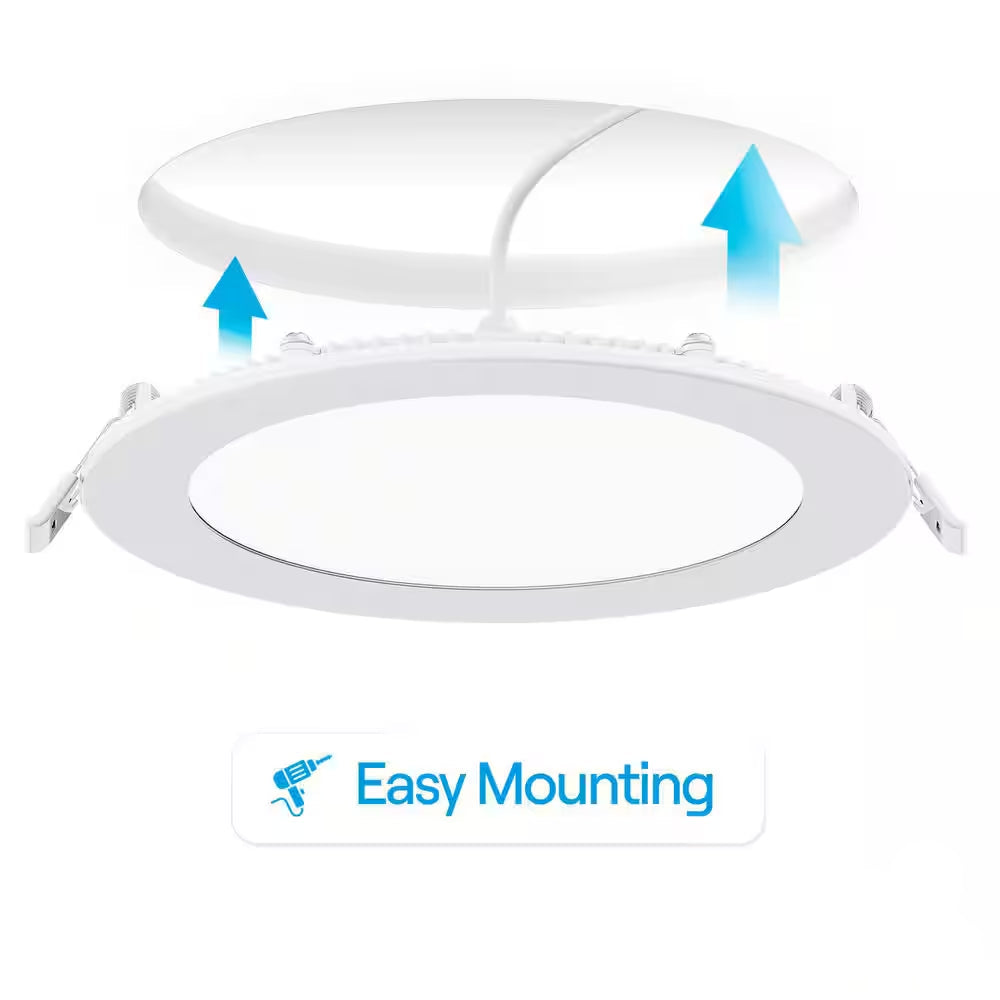 24-Pack 6 In. 5CCT Selectable 12-Watt 1050 Lumens Ultra-Thin Integrated LED Light Kit, Flush Mount Dimmable, Wet Rated