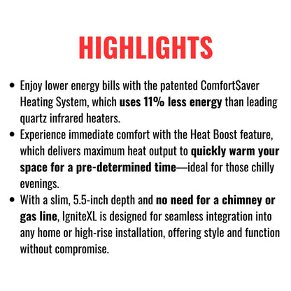 Dimplex IgniteXL 60-Inch Linear Fireplace Electric W/ Heat Boost & Multi Function Remote [XLF60] (SAK78902)