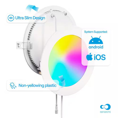 6-Pack 6 In. Wi-Fi Smart Ultra-Thin Recessed Integrated LED 12W 1100LM Dimmable, Works W/Alexa/Google, Wet Rated