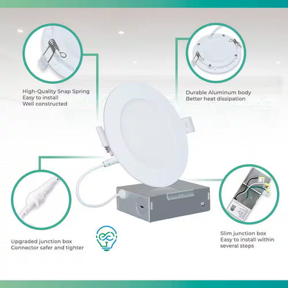 12-Pack 6 In. Wi-Fi Smart Ultra-Thin Recessed Integrated LED 12W 1100 Lumens Dimmable, Works W/Alexa/Google Wet Rated