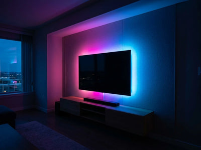 Customer photo of 16 Ft. Hardwired Smart Integrated LED Strip Lights, RGBCW LED Strip Light Work with Alexa Smart Color Segmented Control