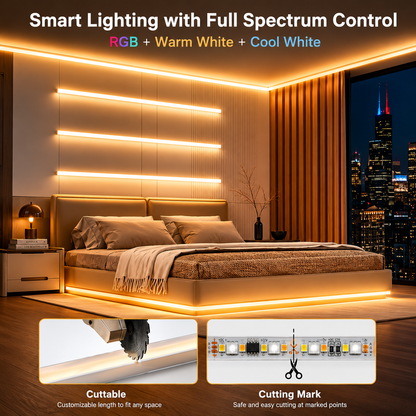 BIBIVIS 16 Ft. Hardwired RGBCW Smart LED Strip Light