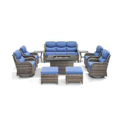 Luxury 10-Piece All-Weather Outdoor Patio Furniture Set With Fire Pit Table (SAK39281)