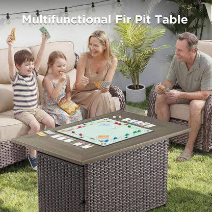 Luxury 10-Piece All-Weather Outdoor Patio Furniture Set With Fire Pit Table (SAK39281)