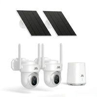 4K/8MP Ultra HD Solar-Powered 360° Smart Security Camera, 2-Pack — Studio Shot