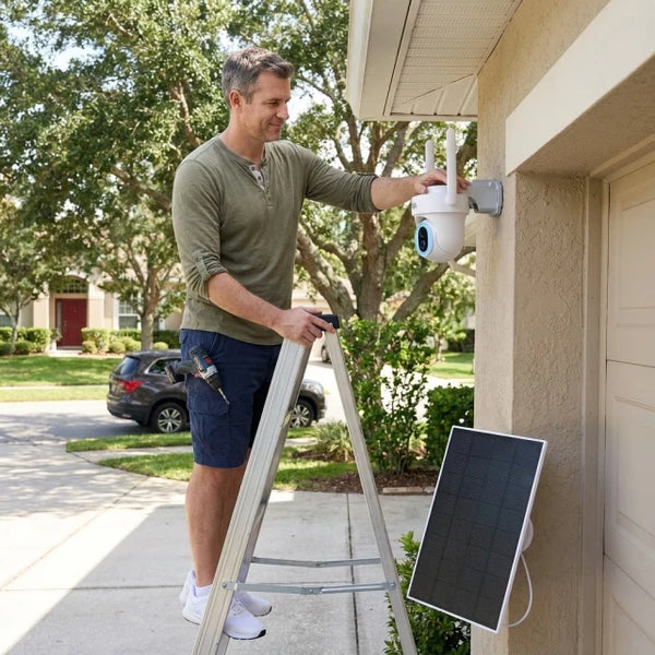 Security Camera System Built to Deliver 360° Coverage, 4K Solar Power, Dual Battery Backup, 2-Pack